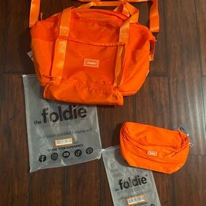 Foldie 3 piece Orange Travel Bag Set